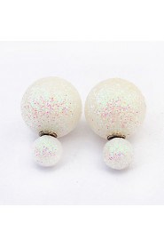 Korea Pearl Earrings To Wear Double Sided Matte Shiny Blue Earrings