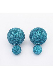 Korea Pearl Earrings To Wear Double Sided Matte Shiny Blue Earrings