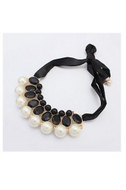 Vintage Imitation Pearl Choker Collar Rhinestone Chain Statement Necklaces Pendants Women Jewelry Gifts