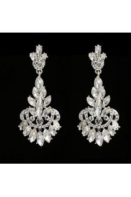 Vintage Women's Earrings Crystal Diamond Silver Earring For Wedding Bridal