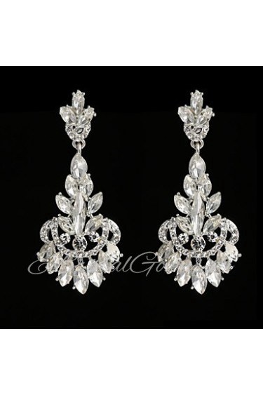 Vintage Women's Earrings Crystal Diamond Silver Earring For Wedding Bridal