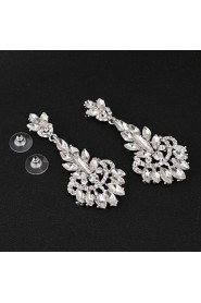 Vintage Women's Earrings Crystal Diamond Silver Earring For Wedding Bridal