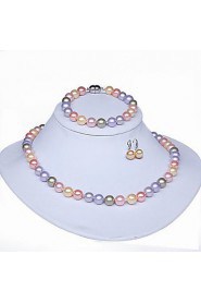 Single Strand AA+ Pearl Necklace, Bracelet & Earring Set (More Colors)