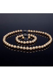 Single Strand AA+ Pearl Necklace, Bracelet & Earring Set (More Colors)