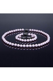 Single Strand AA+ Pearl Necklace, Bracelet & Earring Set (More Colors)