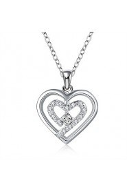 Cremation Jewelry 925 sterling silver Double Heart with Colorful Zircon Pendant Necklace for Women