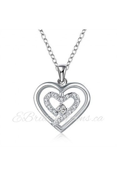 Cremation Jewelry 925 sterling silver Double Heart with Colorful Zircon Pendant Necklace for Women