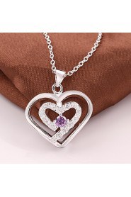 Cremation Jewelry 925 sterling silver Double Heart with Colorful Zircon Pendant Necklace for Women