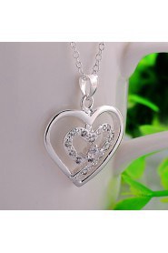 Cremation Jewelry 925 sterling silver Double Heart with Colorful Zircon Pendant Necklace for Women