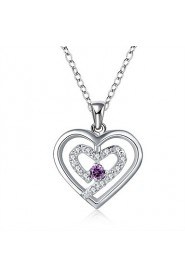 Cremation Jewelry 925 sterling silver Double Heart with Colorful Zircon Pendant Necklace for Women