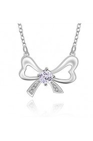 Cremation Jewelry 925 sterling silver Bow-knot with Colorful Zircon Pendant Necklace for Women