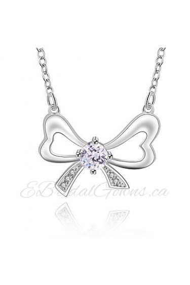 Cremation Jewelry 925 sterling silver Bow-knot with Colorful Zircon Pendant Necklace for Women