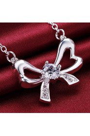 Cremation Jewelry 925 sterling silver Bow-knot with Colorful Zircon Pendant Necklace for Women