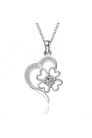 Cremation Jewelry 925 sterling silver Heart Flower with Zircon Pendant Necklace for Women