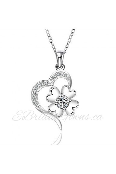 Cremation Jewelry 925 sterling silver Heart Flower with Zircon Pendant Necklace for Women