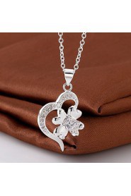 Cremation Jewelry 925 sterling silver Heart Flower with Zircon Pendant Necklace for Women