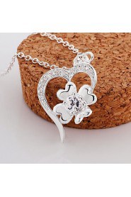 Cremation Jewelry 925 sterling silver Heart Flower with Zircon Pendant Necklace for Women