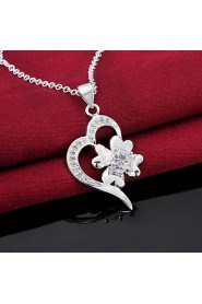 Cremation Jewelry 925 sterling silver Heart Flower with Zircon Pendant Necklace for Women