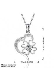 Cremation Jewelry 925 sterling silver Heart Flower with Zircon Pendant Necklace for Women