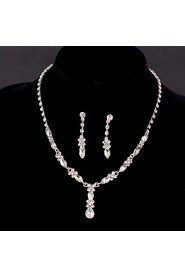 Women's Silver/Alloy Wedding/Party Jewelry Drop White Rhinestones/Crystal/Diamond For Bridal Earrings Necklace