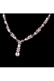 Women's Silver/Alloy Wedding/Party Jewelry Drop White Rhinestones/Crystal/Diamond For Bridal Earrings Necklace