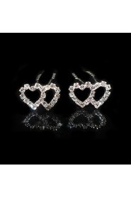 Two Pieces Alloy Heat Shape Wedding Bridal Hairpins With Rhinestones