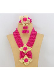 African Jewelry Sets 18K African Crystal Beads Jewelry Set for Wedding Statement Necklace Jewelry