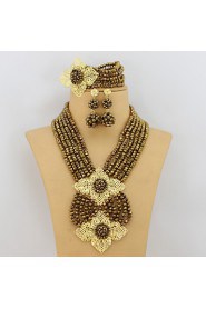 African Jewelry Sets 18K African Crystal Beads Jewelry Set for Wedding Statement Necklace Jewelry