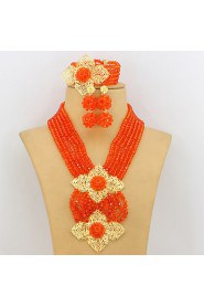 African Jewelry Sets 18K African Crystal Beads Jewelry Set for Wedding Statement Necklace Jewelry