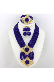 African Jewelry Sets 18K African Crystal Beads Jewelry Set for Wedding Statement Necklace Jewelry