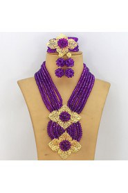 African Jewelry Sets 18K African Crystal Beads Jewelry Set for Wedding Statement Necklace Jewelry