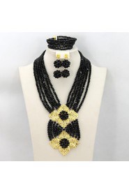 African Jewelry Sets 18K African Crystal Beads Jewelry Set for Wedding Statement Necklace Jewelry