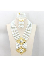 African Jewelry Sets 18K African Crystal Beads Jewelry Set for Wedding Statement Necklace Jewelry