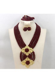 African Jewelry Sets 18K African Crystal Beads Jewelry Set for Wedding Statement Necklace Jewelry