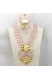 African Jewelry Sets 18K African Crystal Beads Jewelry Set for Wedding Statement Necklace Jewelry