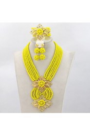 African Jewelry Sets 18K African Crystal Beads Jewelry Set for Wedding Statement Necklace Jewelry