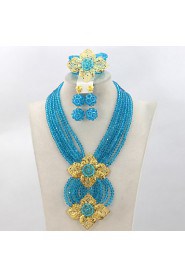 African Jewelry Sets 18K African Crystal Beads Jewelry Set for Wedding Statement Necklace Jewelry