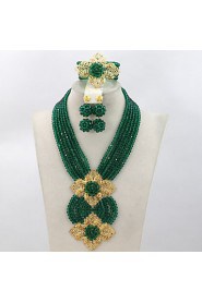 African Jewelry Sets 18K African Crystal Beads Jewelry Set for Wedding Statement Necklace Jewelry