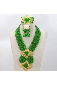 African Jewelry Sets 18K African Crystal Beads Jewelry Set for Wedding Statement Necklace Jewelry