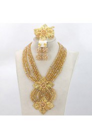 African Jewelry Sets 18K African Crystal Beads Jewelry Set for Wedding Statement Necklace Jewelry