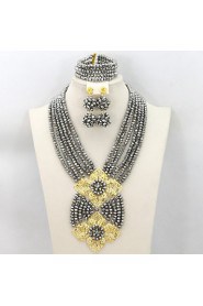 African Jewelry Sets 18K African Crystal Beads Jewelry Set for Wedding Statement Necklace Jewelry