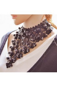 Women's Luxury Black Lace Statement Necklace Collar Necklace