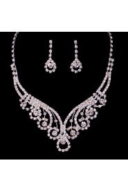 Alloy Hollow Wedding/Party Jewelry Set With Rhinestone