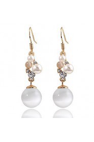 High-grade White Opal Elegant Pearl Rhinestones Hypoallergenic Earrings