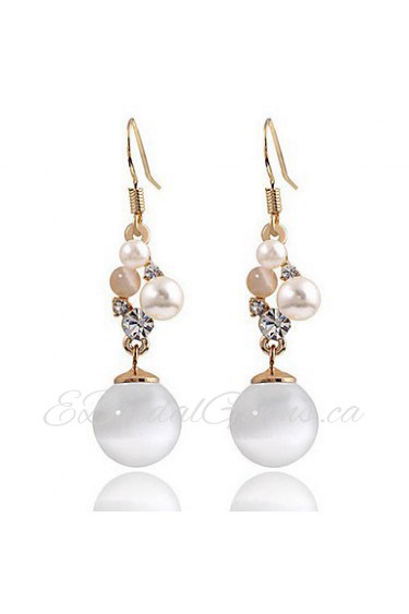 High-grade White Opal Elegant Pearl Rhinestones Hypoallergenic Earrings