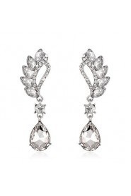 Luxury Drops Shape Cubic Zrconia Crystal Drop Earrings Jewelry for Lady(6.3*1.7cm)