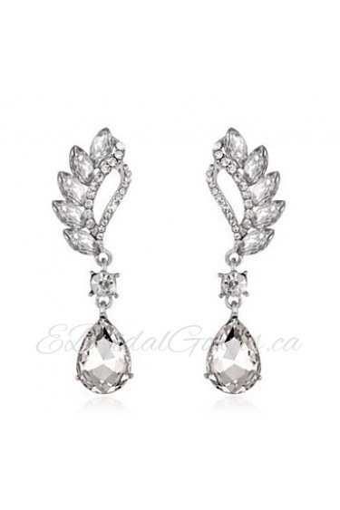 Luxury Drops Shape Cubic Zrconia Crystal Drop Earrings Jewelry for Lady(6.3*1.7cm)