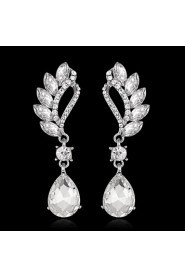 Luxury Drops Shape Cubic Zrconia Crystal Drop Earrings Jewelry for Lady(6.3*1.7cm)