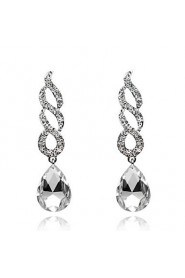 Luxury Drops Shape Cubic Zrconia Crystal Drop Earrings Jewelry for Lady(7.5*1.9cm)