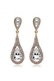 4 Color Available Drops Shape Cubic Zrconia Crystal Drop Earrings Jewelry for Lady(1.9*6.2cm)